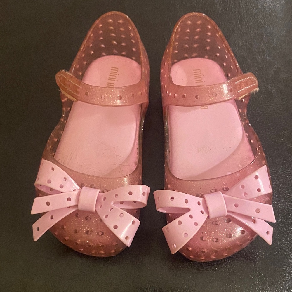 Mini Melissa Sparkling Pink Bow Dress Shoes size 8 girls - Picture 2 of 12